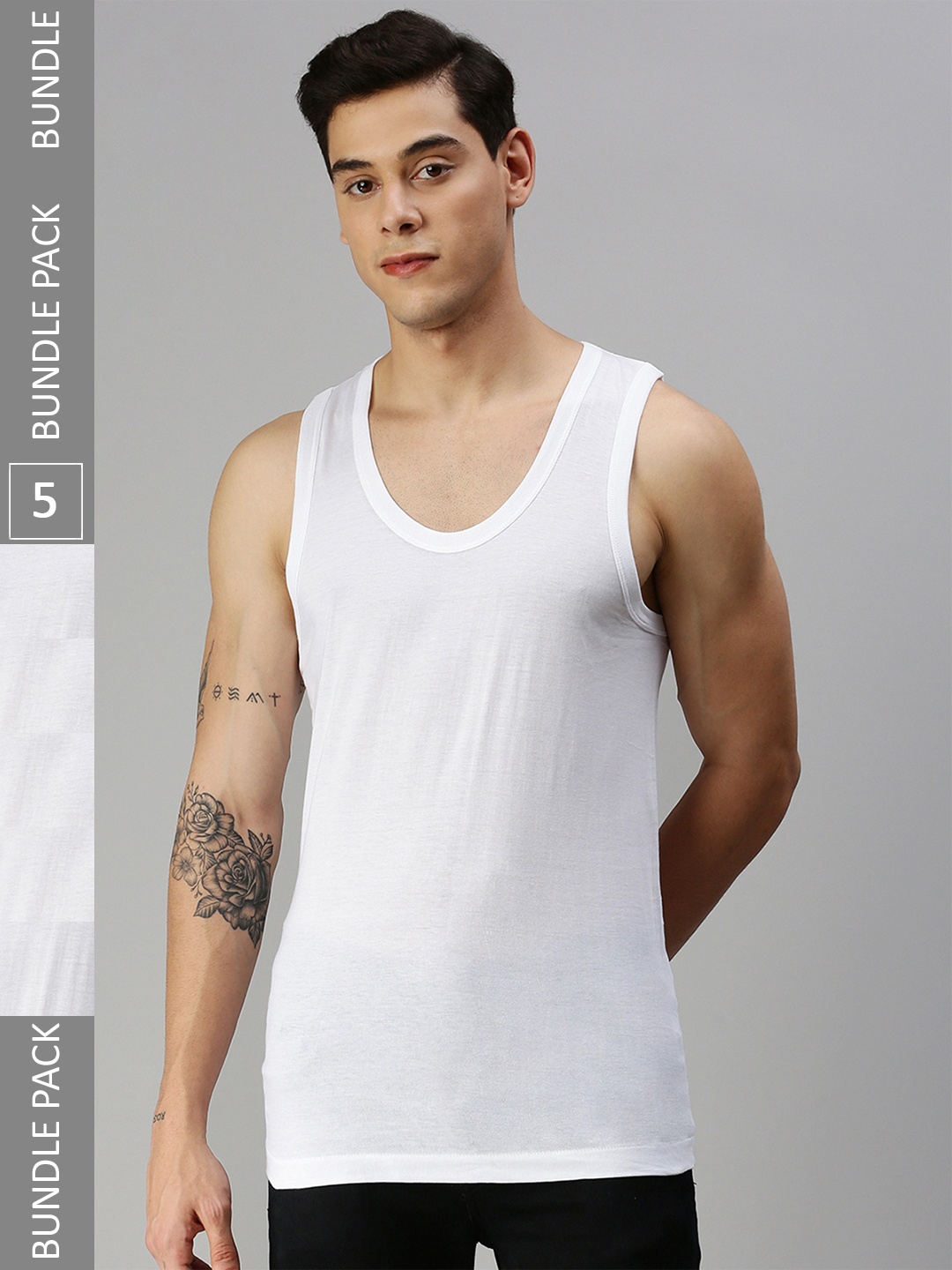 

ONN Pack of 5 Pure Cotton Innerwear Vests, White