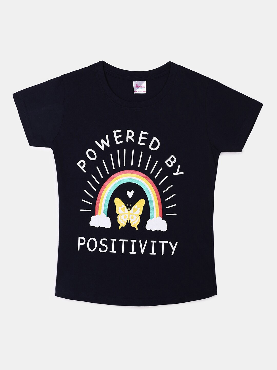 

V-Mart Girls Navy Blue Typography Printed T-shirt
