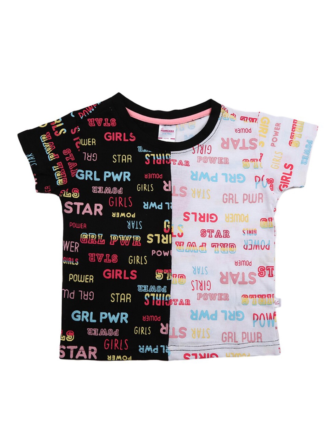 

V-Mart Girls Black Typography Cotton Printed Applique T-shirt