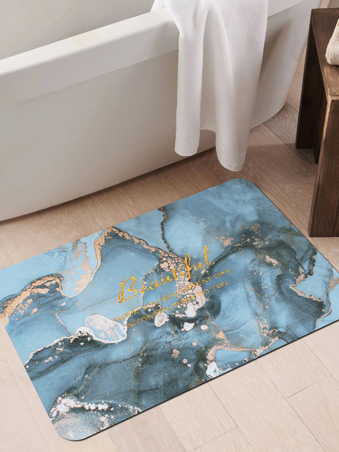 

Story@home Nappa Blue Water Color Printed Encore Anti Skid Doormat
