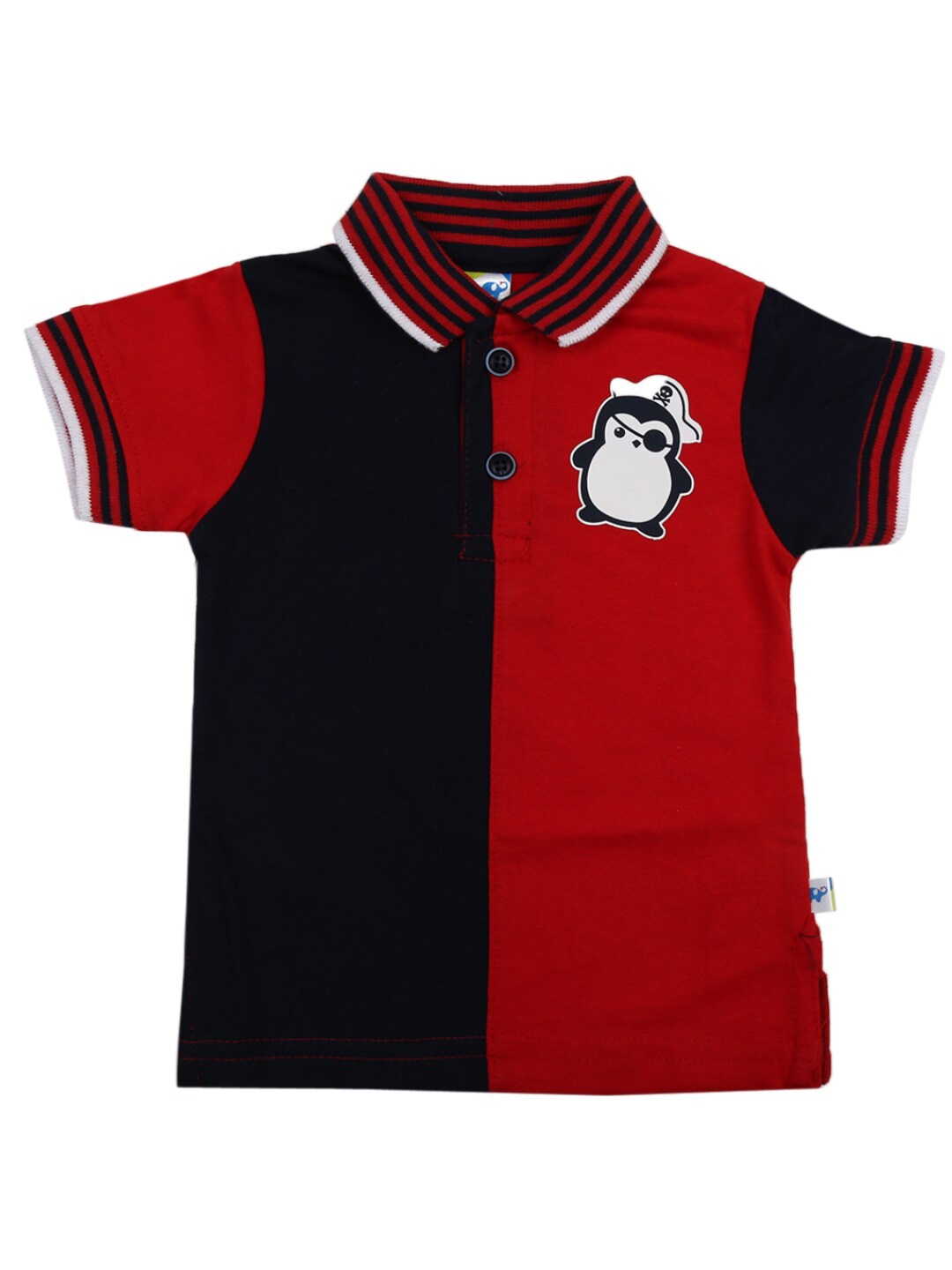 

V-Mart Kids Red Polo Collar Raw Edge T-shirt