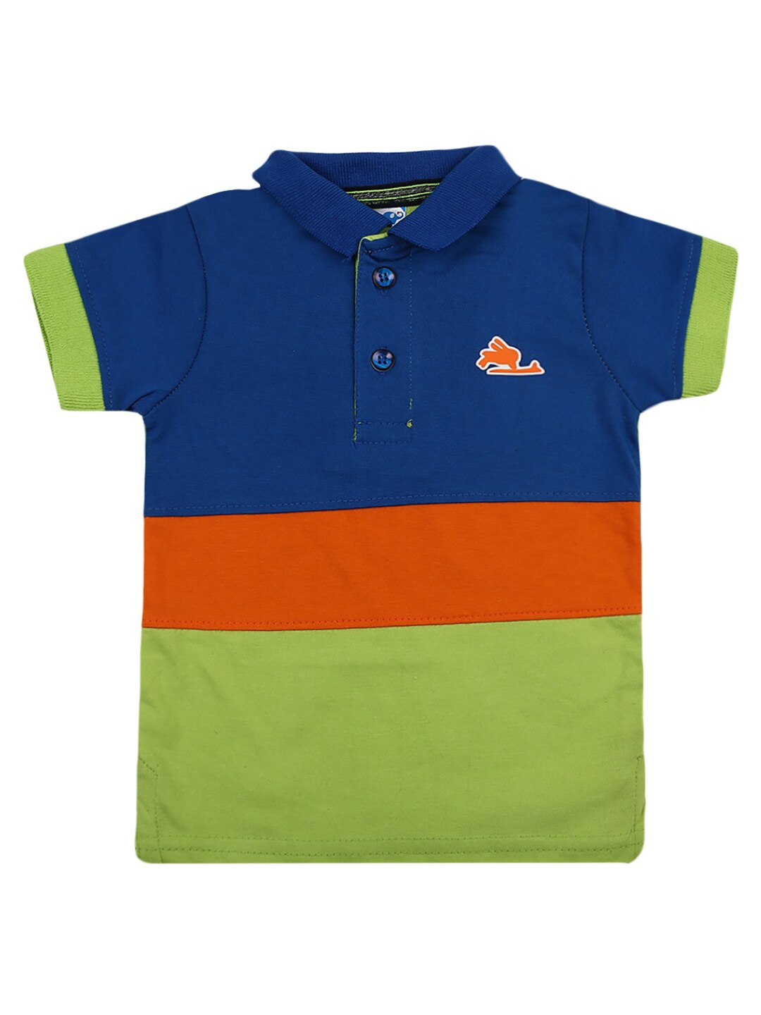 

V-Mart Kids-Unisex Green Polo Collar Applique T-shirt