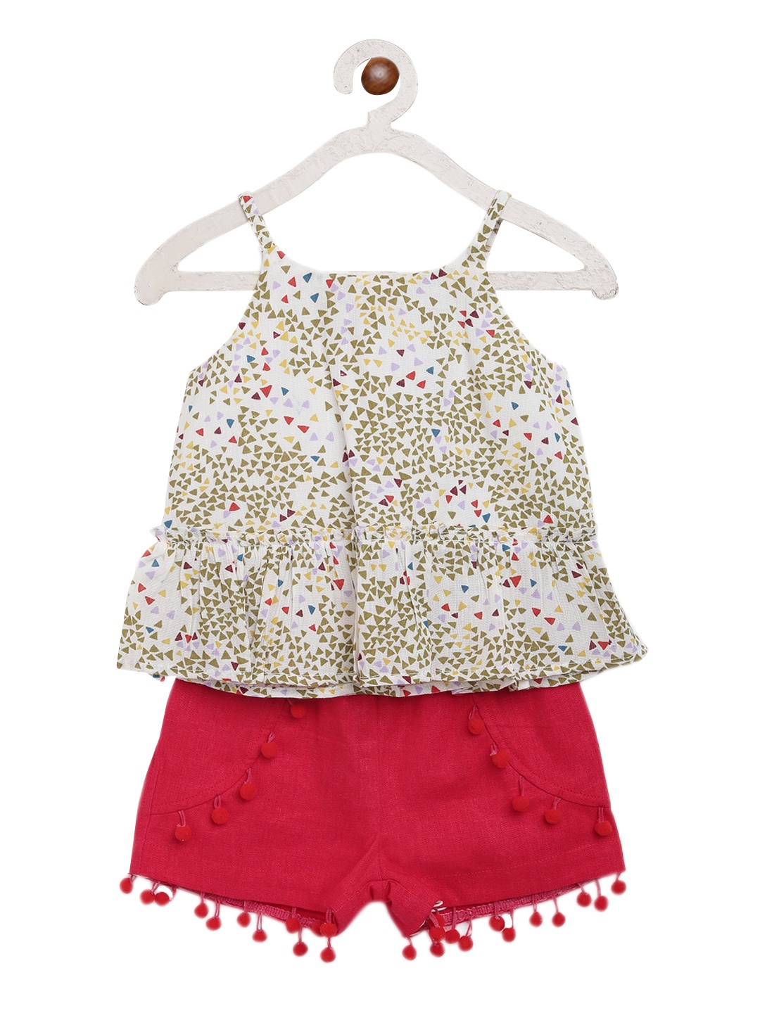 

Nauti Nati Girls White & Green Printed Top with Shorts