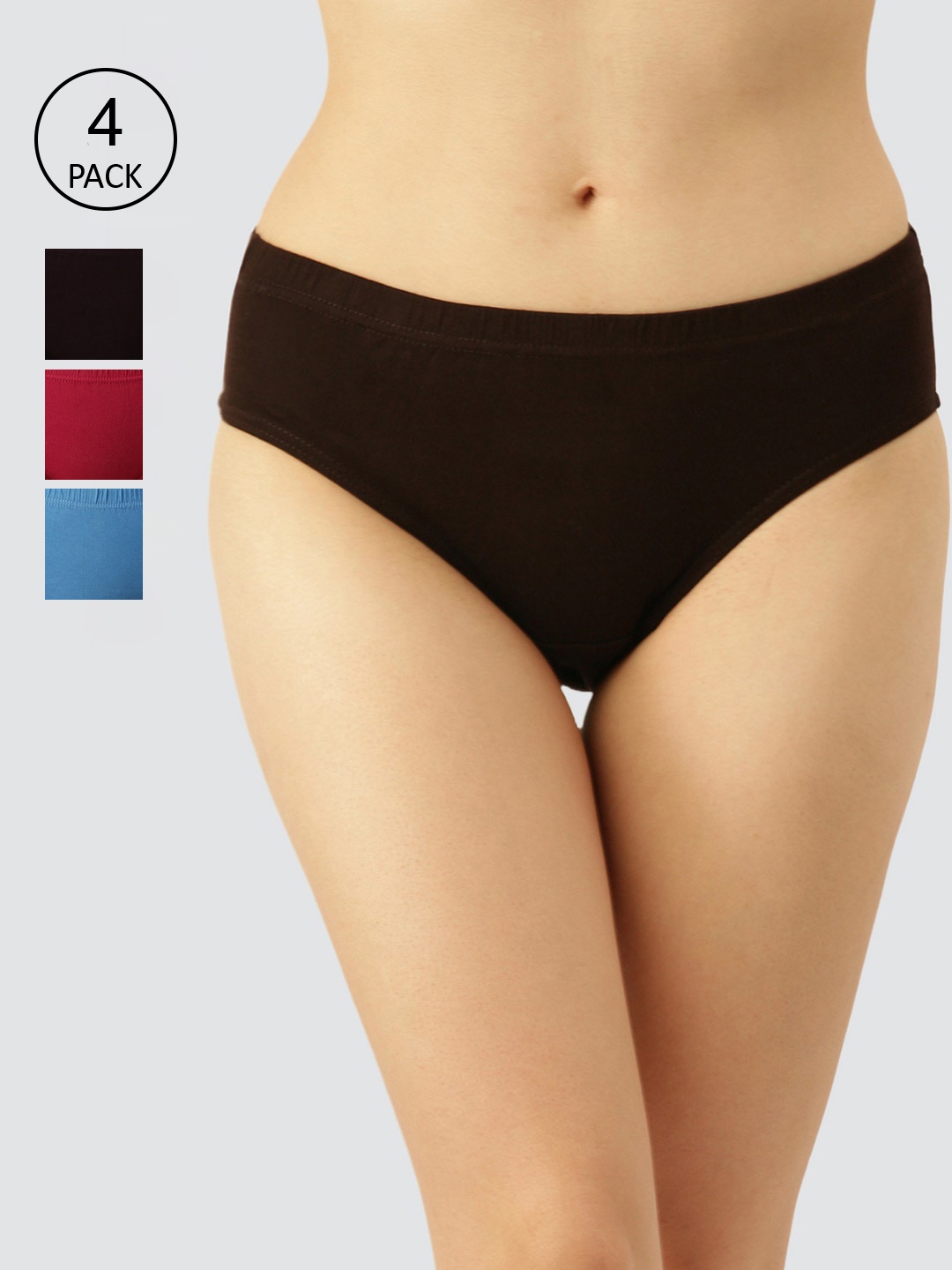

Dollar Missy Women Pack Of 4 Assorted Pure Combed Cotton Hipster Briefs
