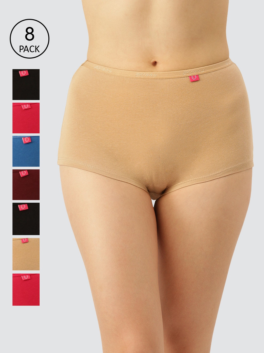 

Dollar Missy Pack of 8 Inner Elasticated Boy Shorts Panty, Assorted