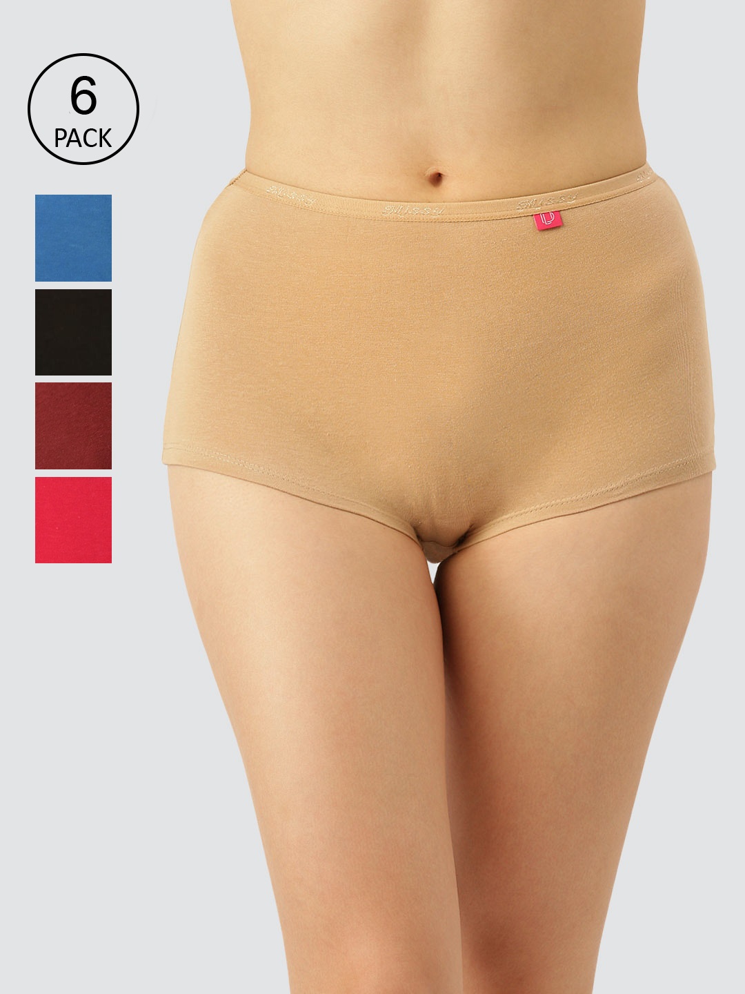 

Dollar Missy Pack of 6 Women Solid Inner Elasticated Boy Shorts Panty MMBB-141S-R3-OE-PO6-, Assorted