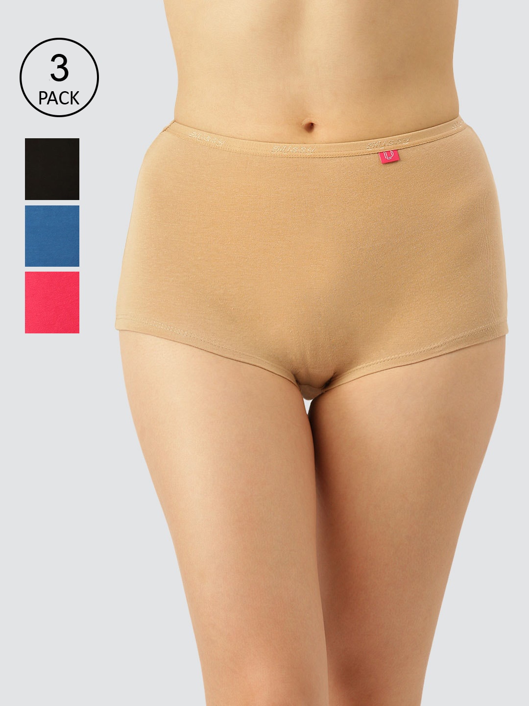 

Dollar Missy Pack of 4 Cotton with Spandex Solid Inner Elasticated Boyshorts, Assorted