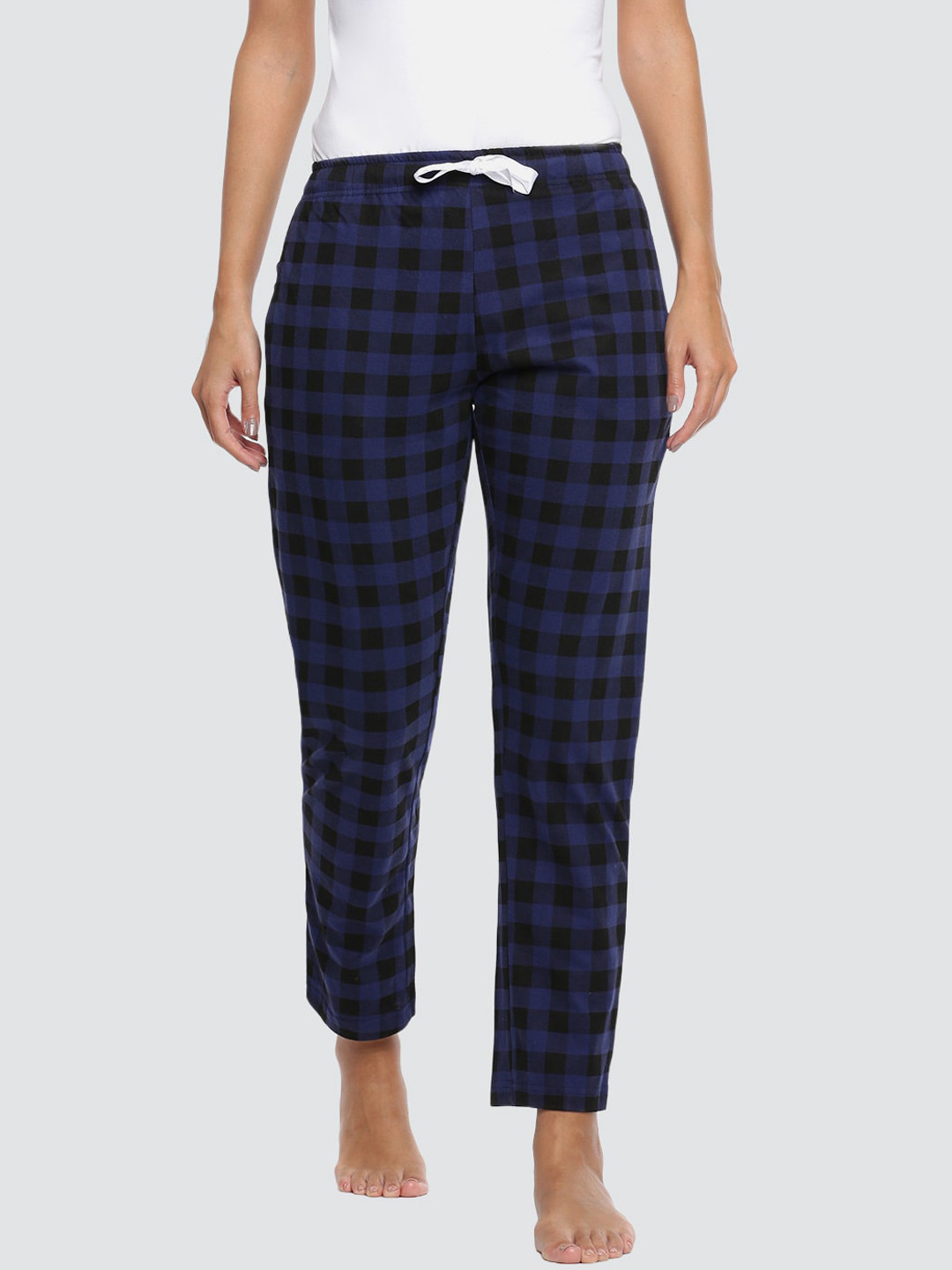 

Dollar Missy Women Blue Checked Cotton Lounge Pants
