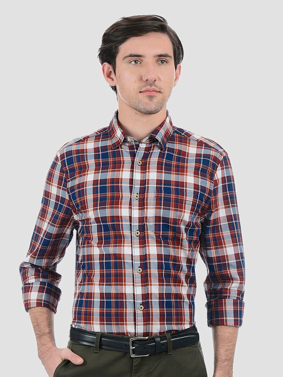 

LONDON FOG Men Red Tartan Checks Checked Casual Shirt