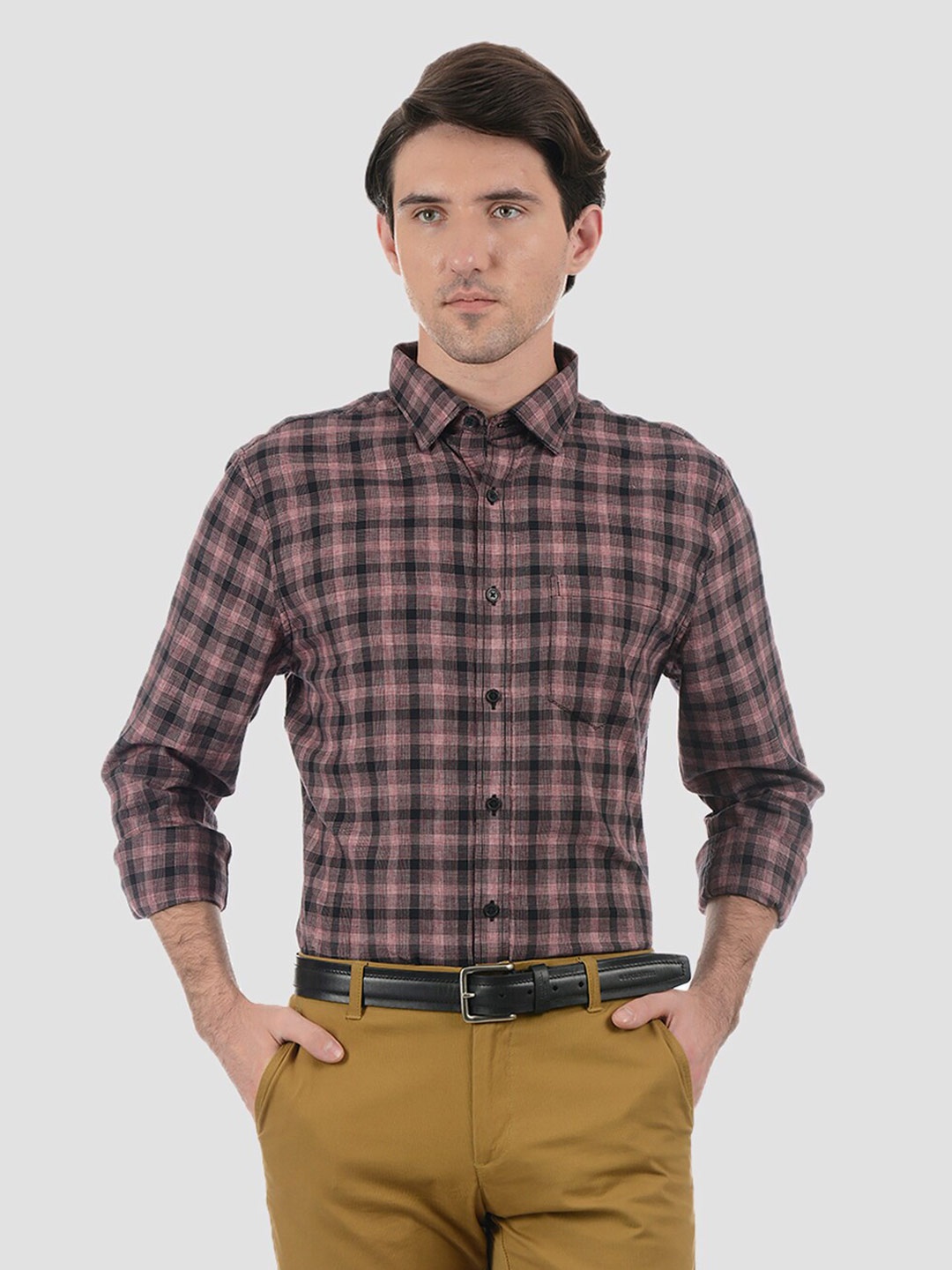 

LONDON FOG Men Pink Tartan Checks Checked Casual Shirt