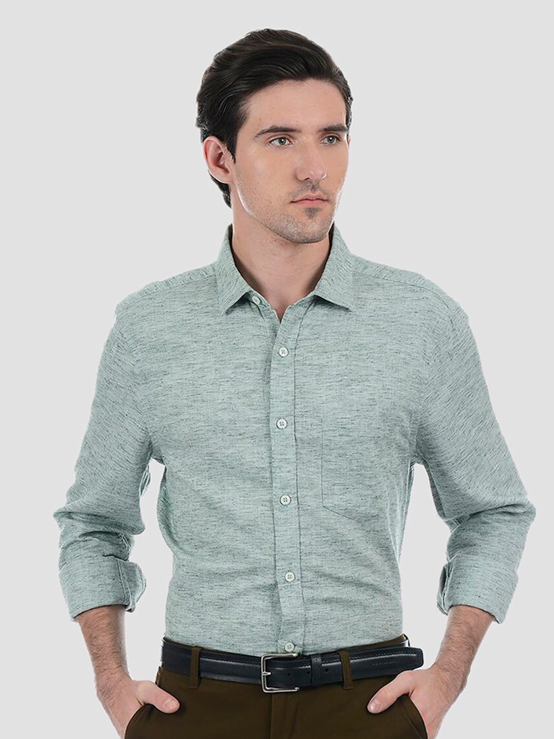 

LONDON FOG Men Green Printed Casual Shirt