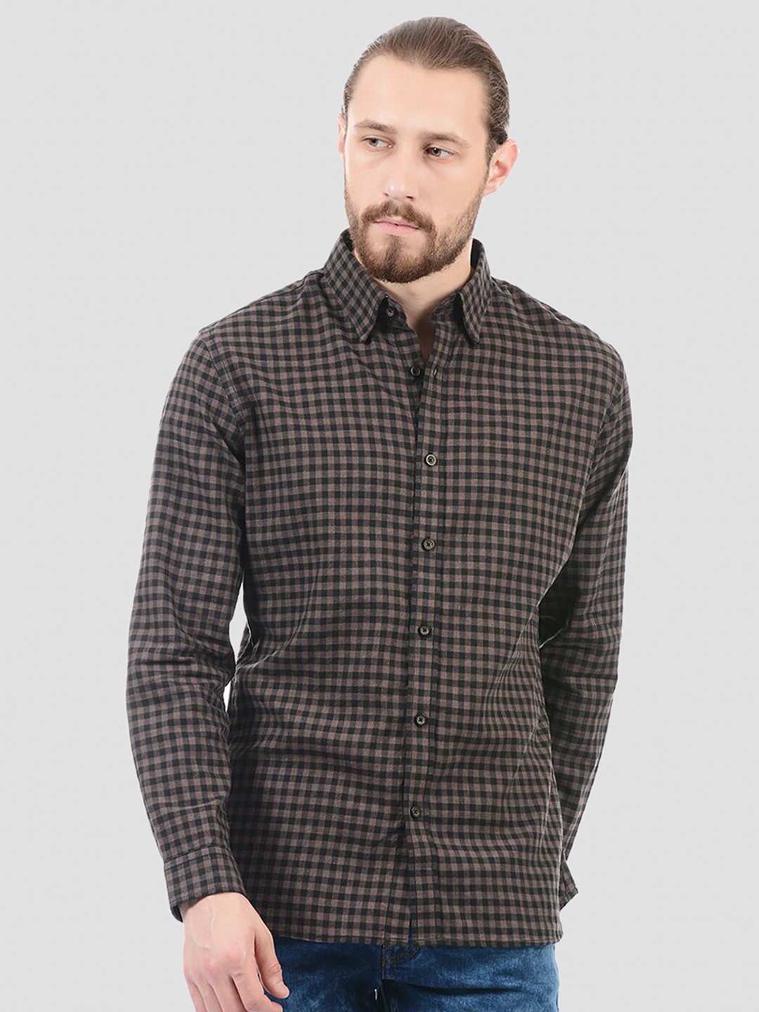 

LONDON FOG Men Brown Checked Casual Shirt