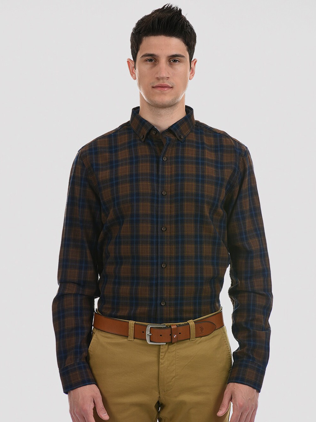 

LONDON FOG Men Green Checked Casual Shirt
