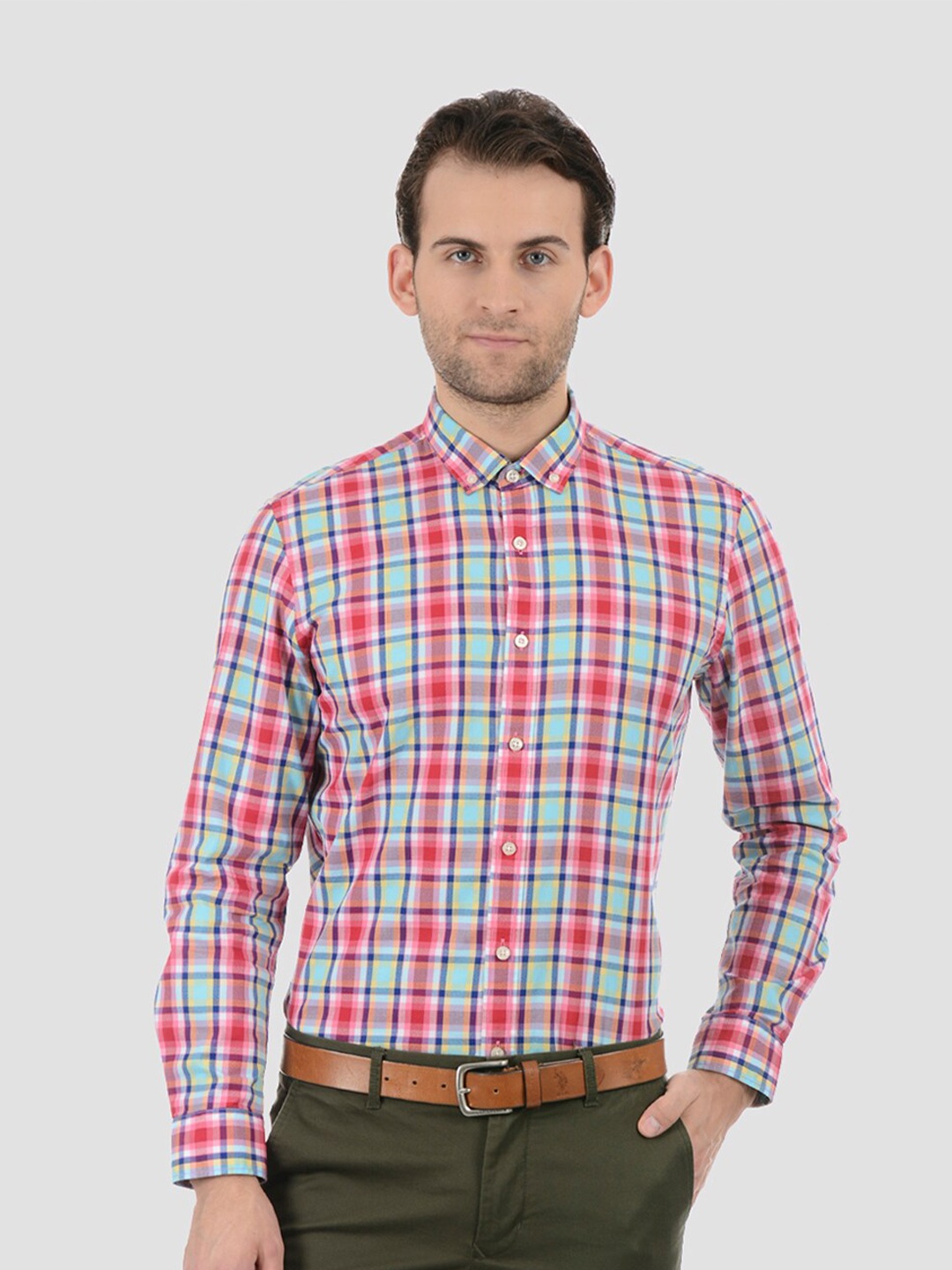 

LONDON FOG Men Pink Tartan Checked Casual Shirt
