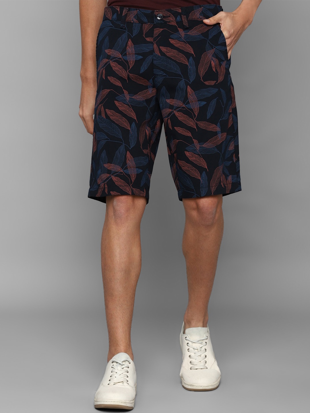 

Allen Solly Men Navy Blue Printed Slim Fit Shorts