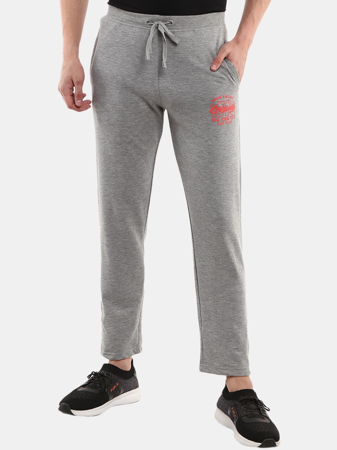 

V-Mart Men Grey Melange Solid Cotton Track Pants