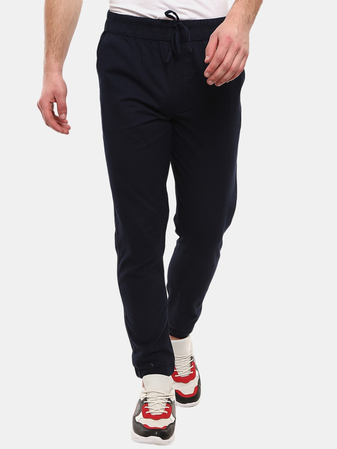 

V-Mart Men Navy Blue Solid Cotton Track Pants