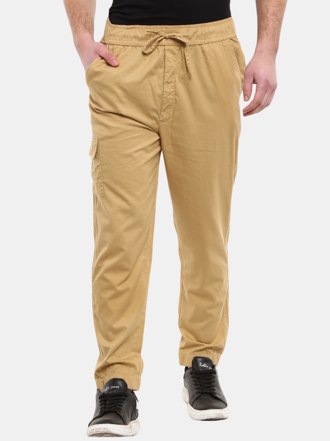 

V-Mart Men Khaki Solid Twill Cotton Track Pants