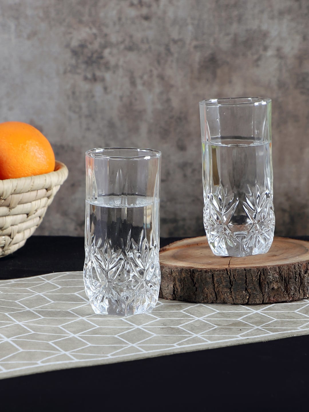 

ceradeco Set Of 6 Transparent Textured Water Juice Glass 285 ml