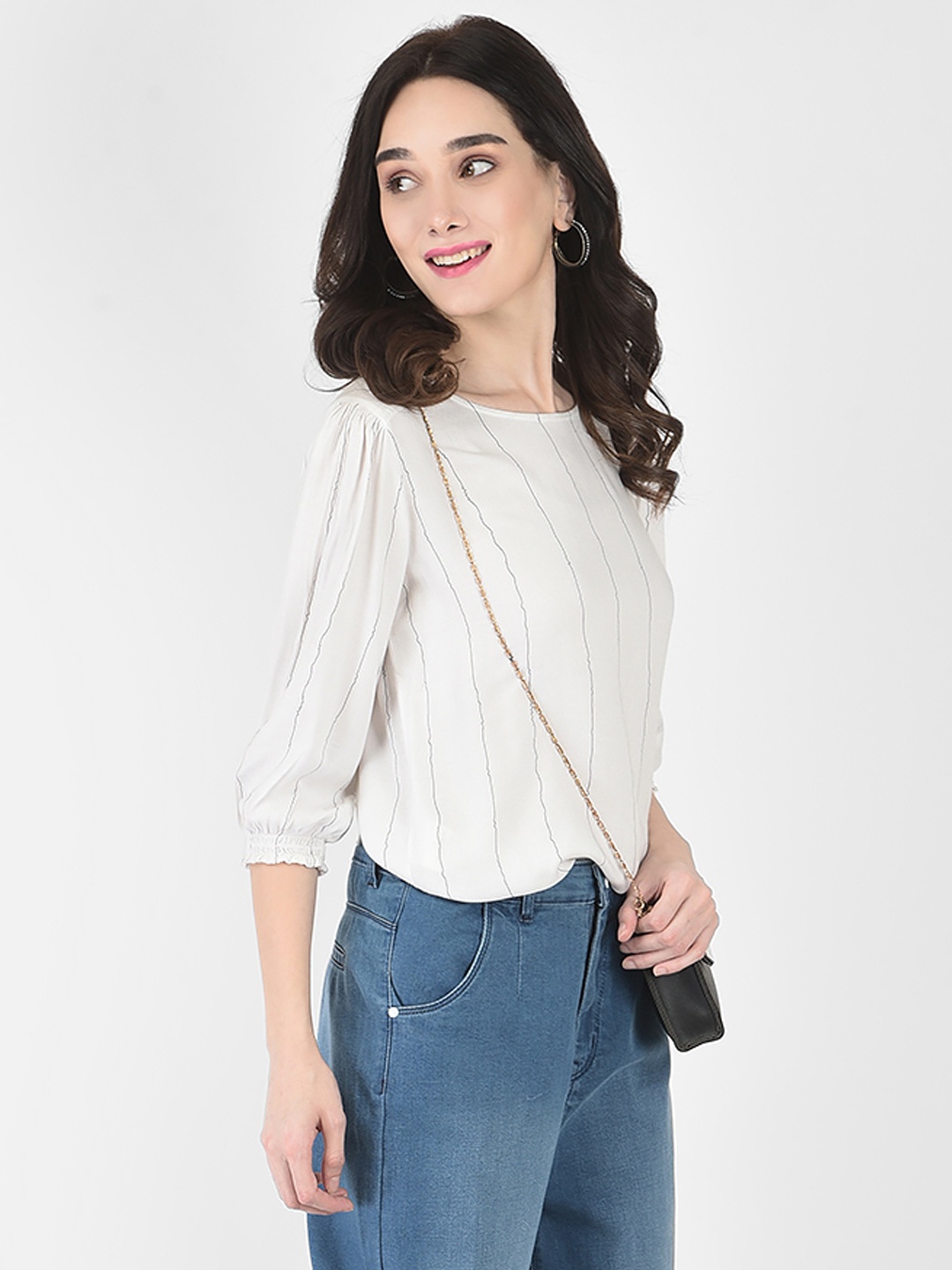 

Crimsoune Club Women White Striped Top