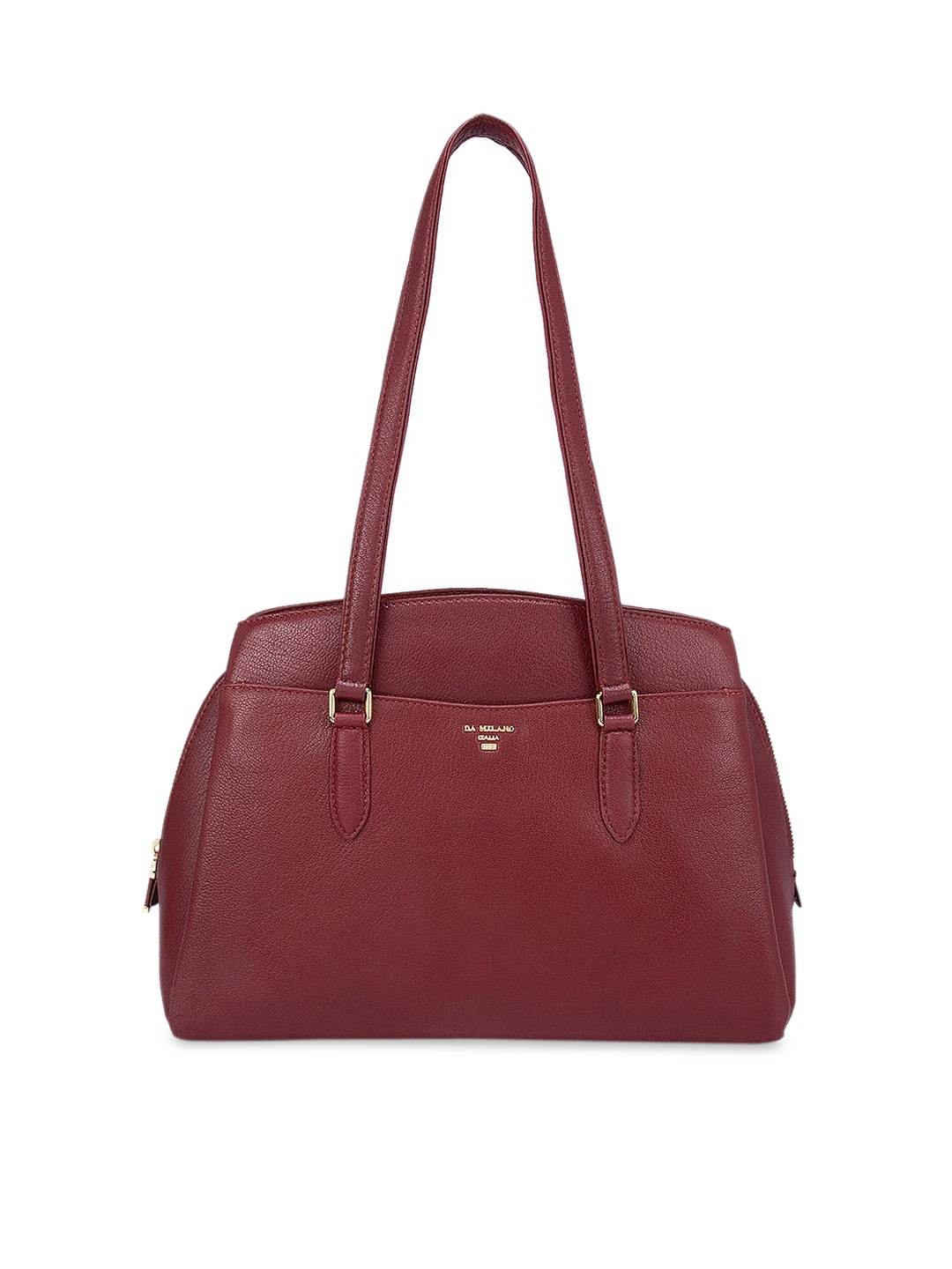 

Da Milano Red Textured Leather Structured Shoulder Bag