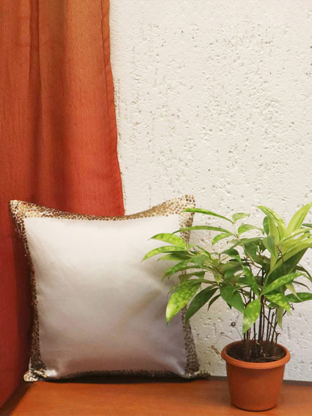 

ZEBA Silver-Toned Square Cushion Cover