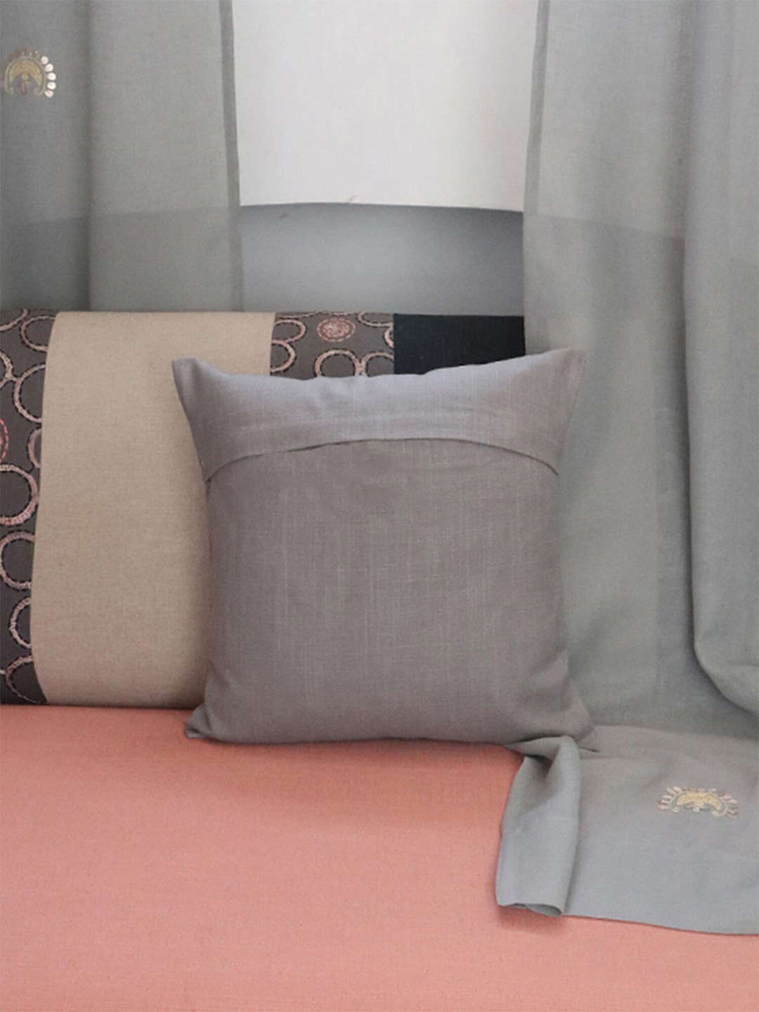 

ZEBA Grey Solid Square Cushion Covers