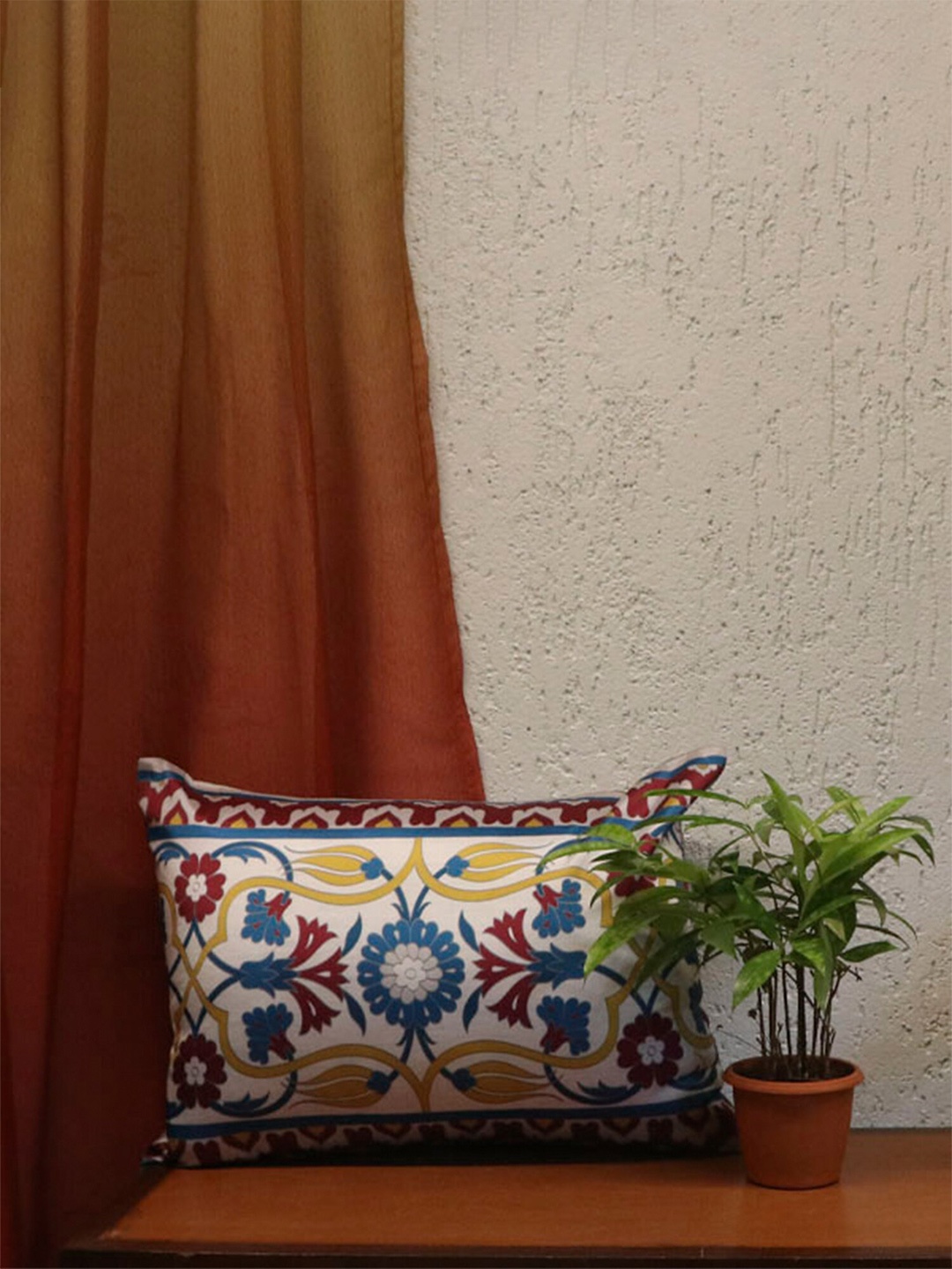 

ZEBA White & Blue Floral Rectangle Polyester Cushion Covers