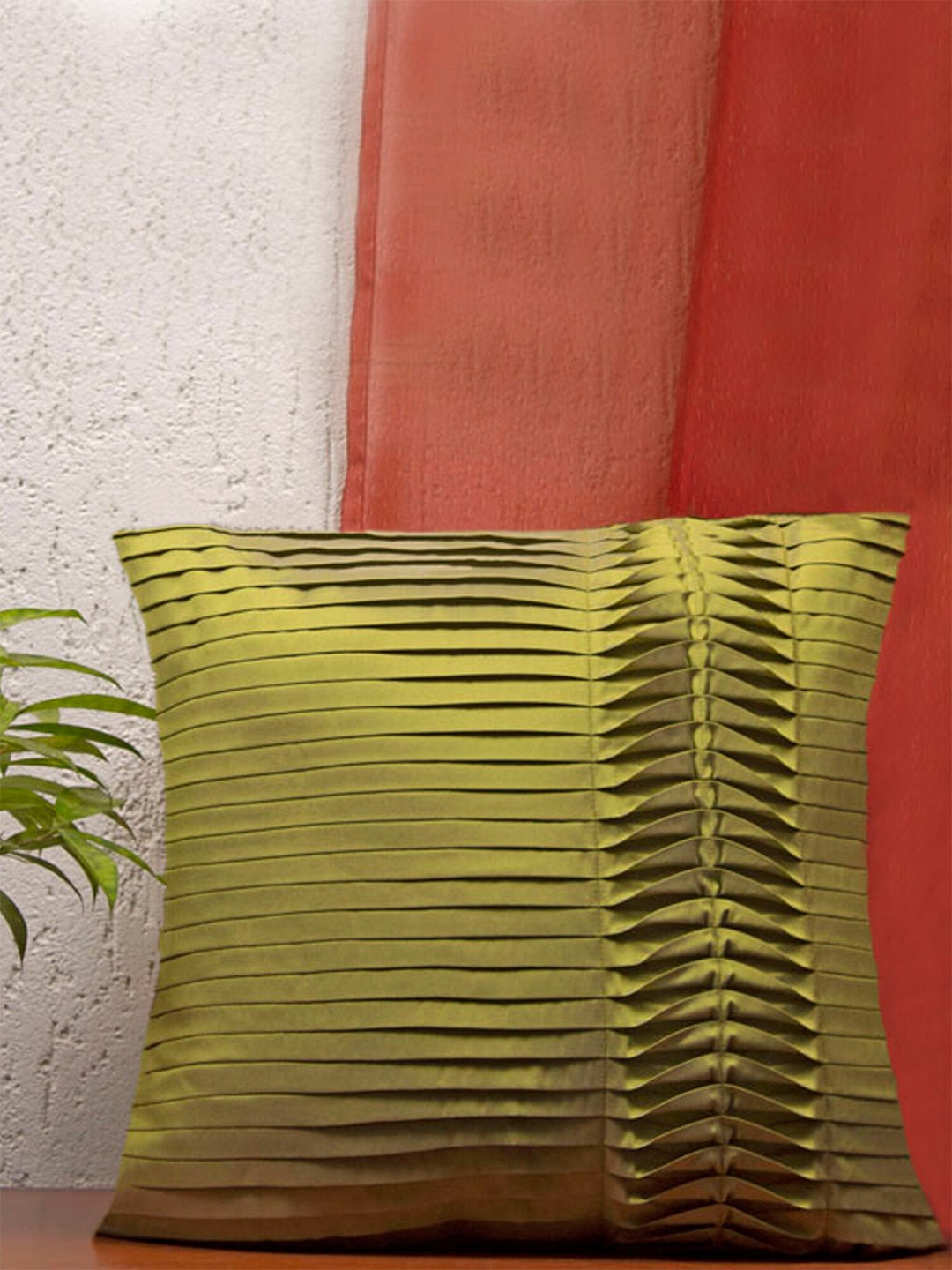 

ZEBA Green Square Polyester Cushion Covers