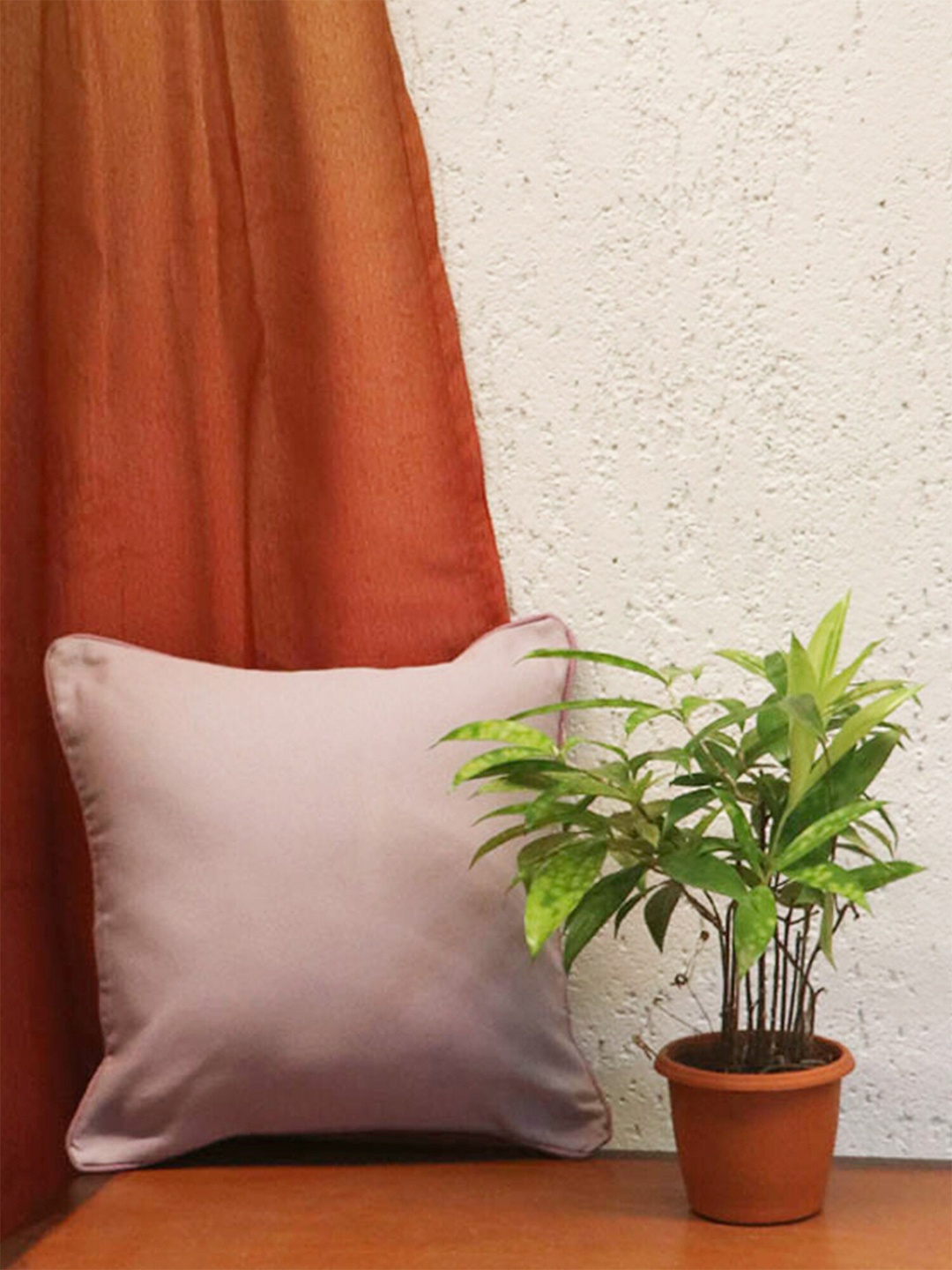 

ZEBA Grey & Maroon 100% Cotton Solid Square Cushion Covers