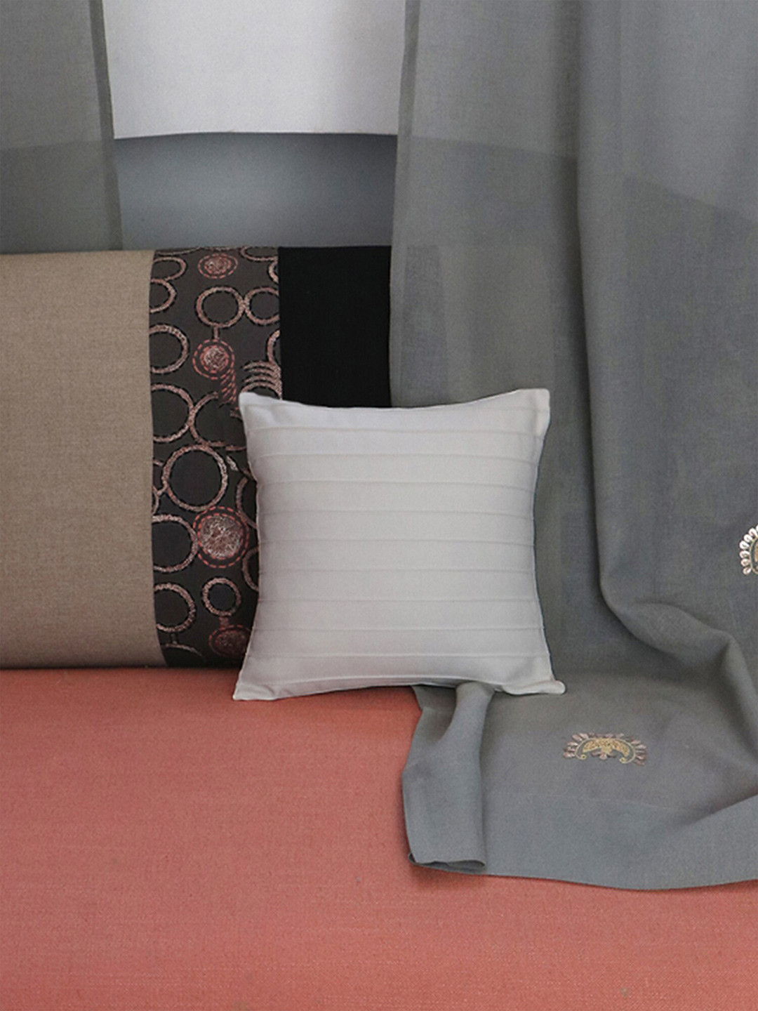 

ZEBA White Striped Square Cushion Covers