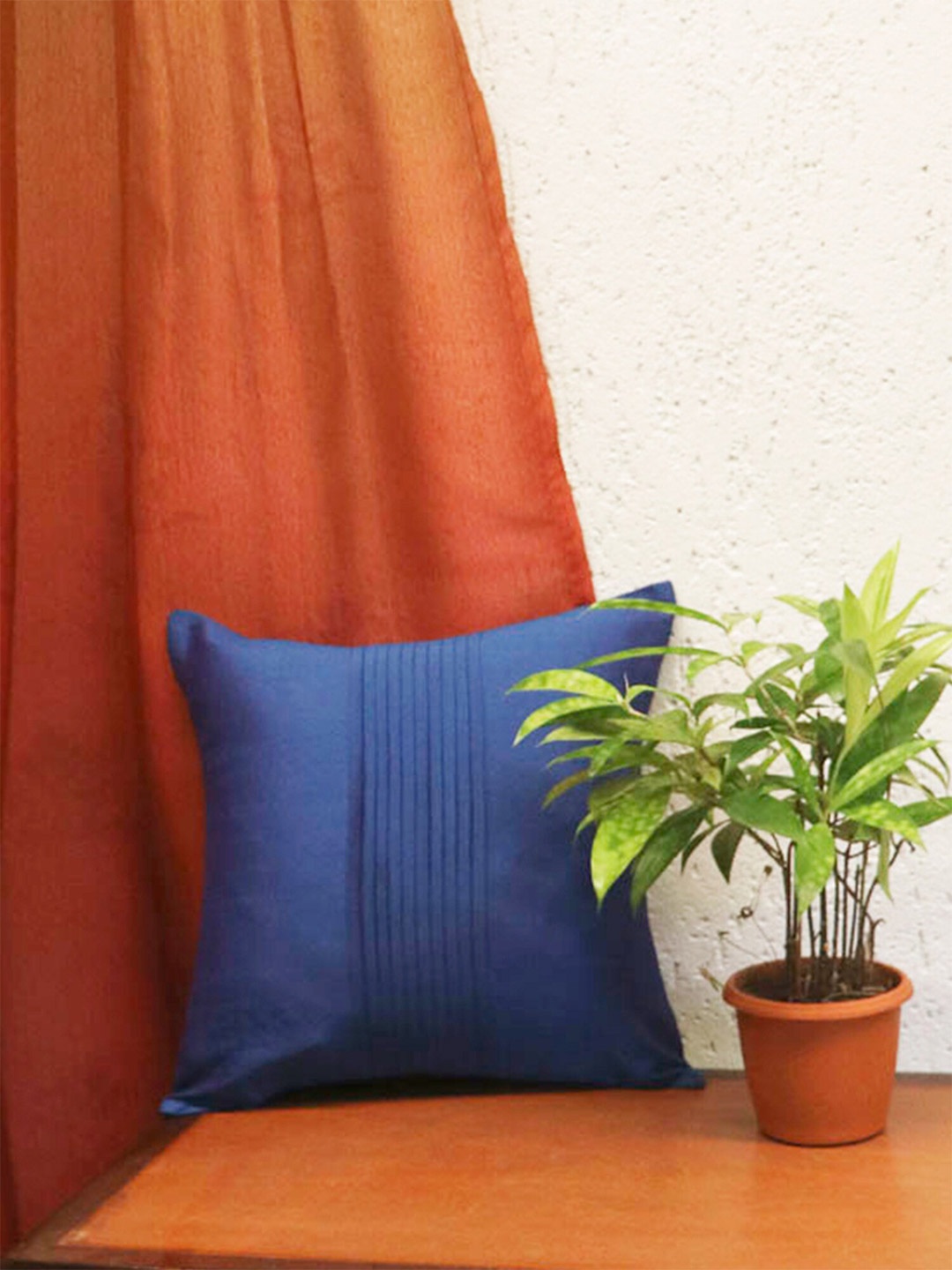 

ZEBA Blue Square Centre Pleating Cushion Covers