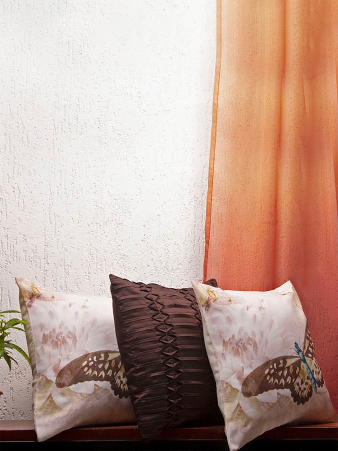 

ZEBA Brown & Beige Set of 3 Abstract Square Cushion Covers