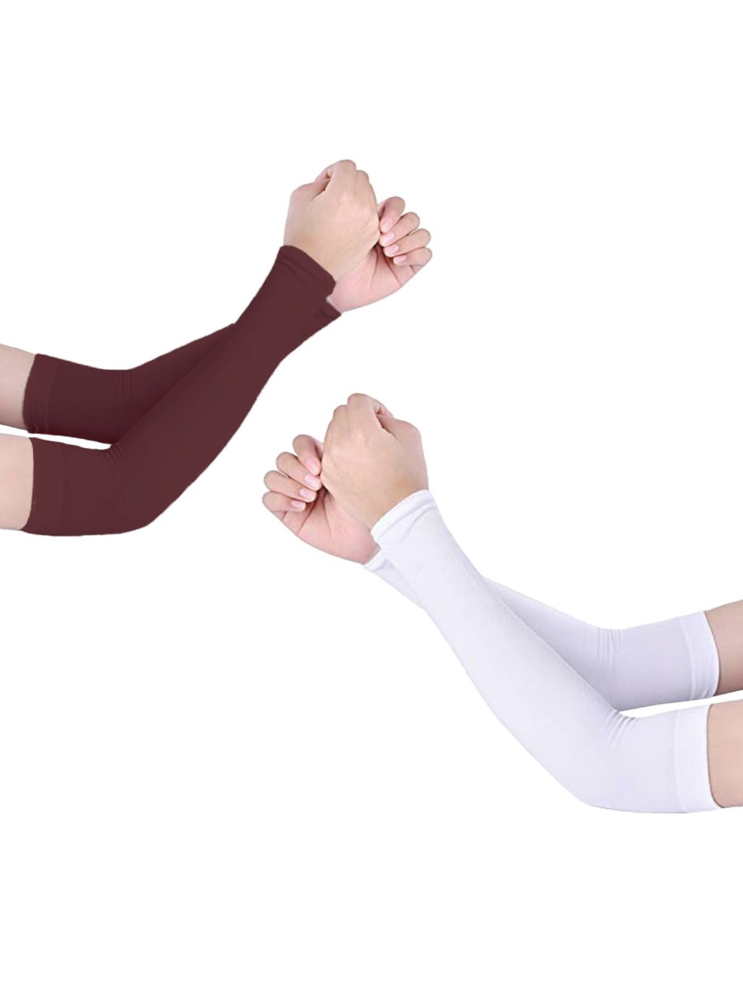 

Kosha Women Pack of 2 White & Maroon Solid UV-Rays Sleeve Protector, Red