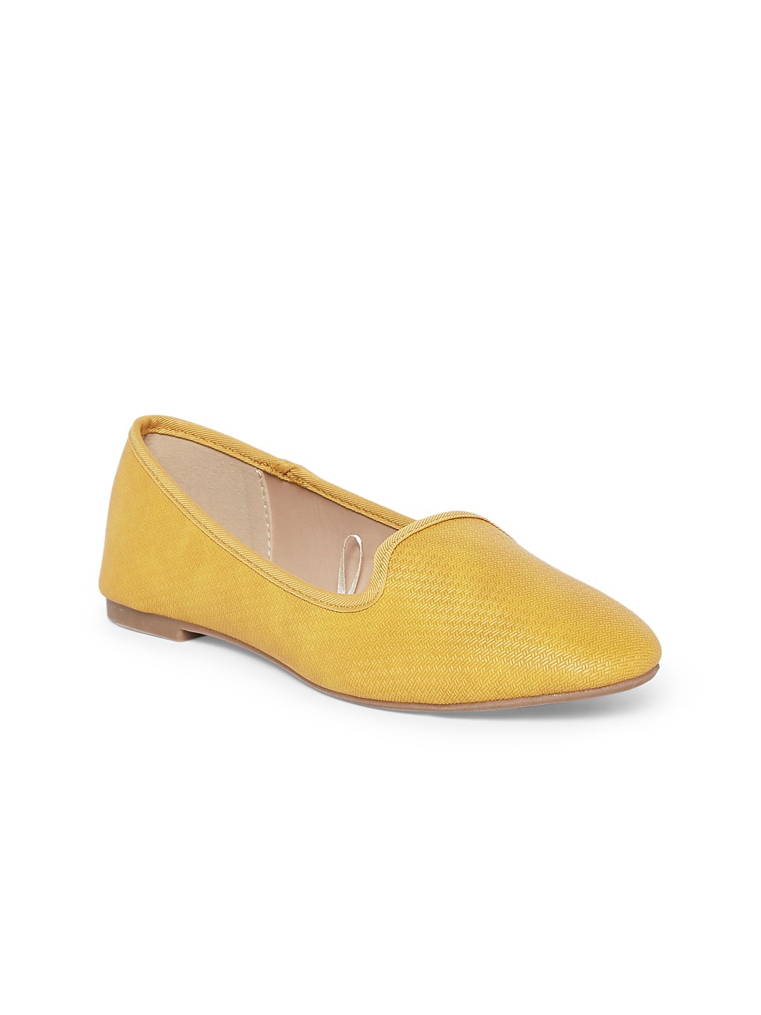 

Forever Glam by Pantaloons Women Yellow Perforations PU Flatforms