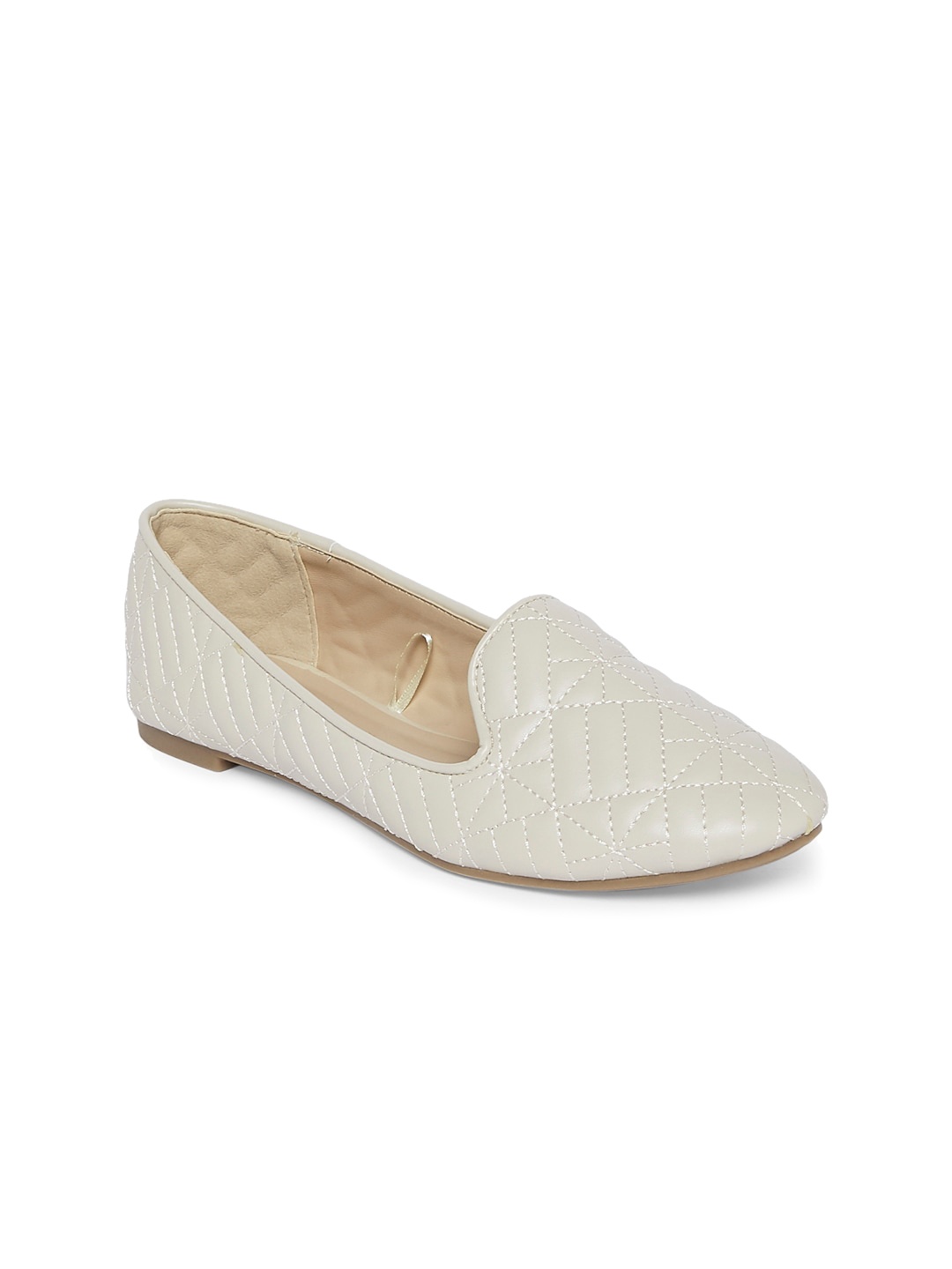

Forever Glam by Pantaloons Women Off White Woven Design PU Mojaris