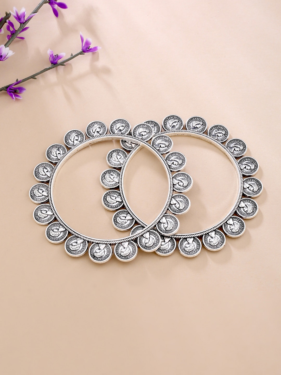 

Kashwini Set of 2 Silver-Plated Brass Bangles