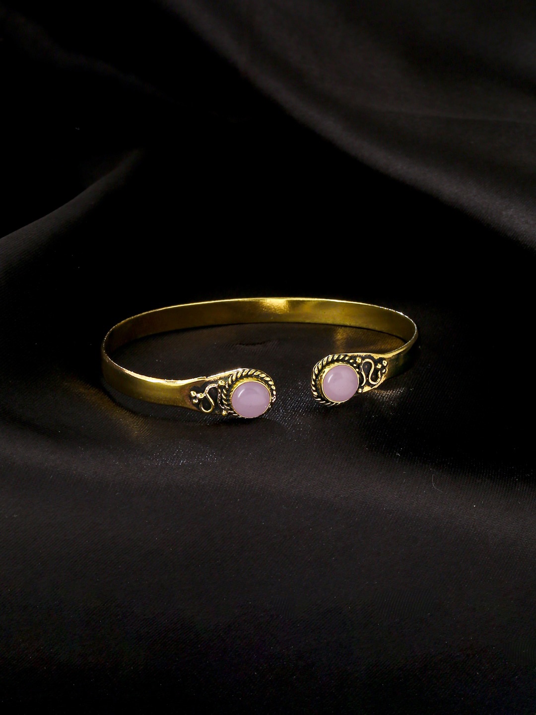 

kashwini Gold-Plated Rose Stone-Studded Adjustable Bangle