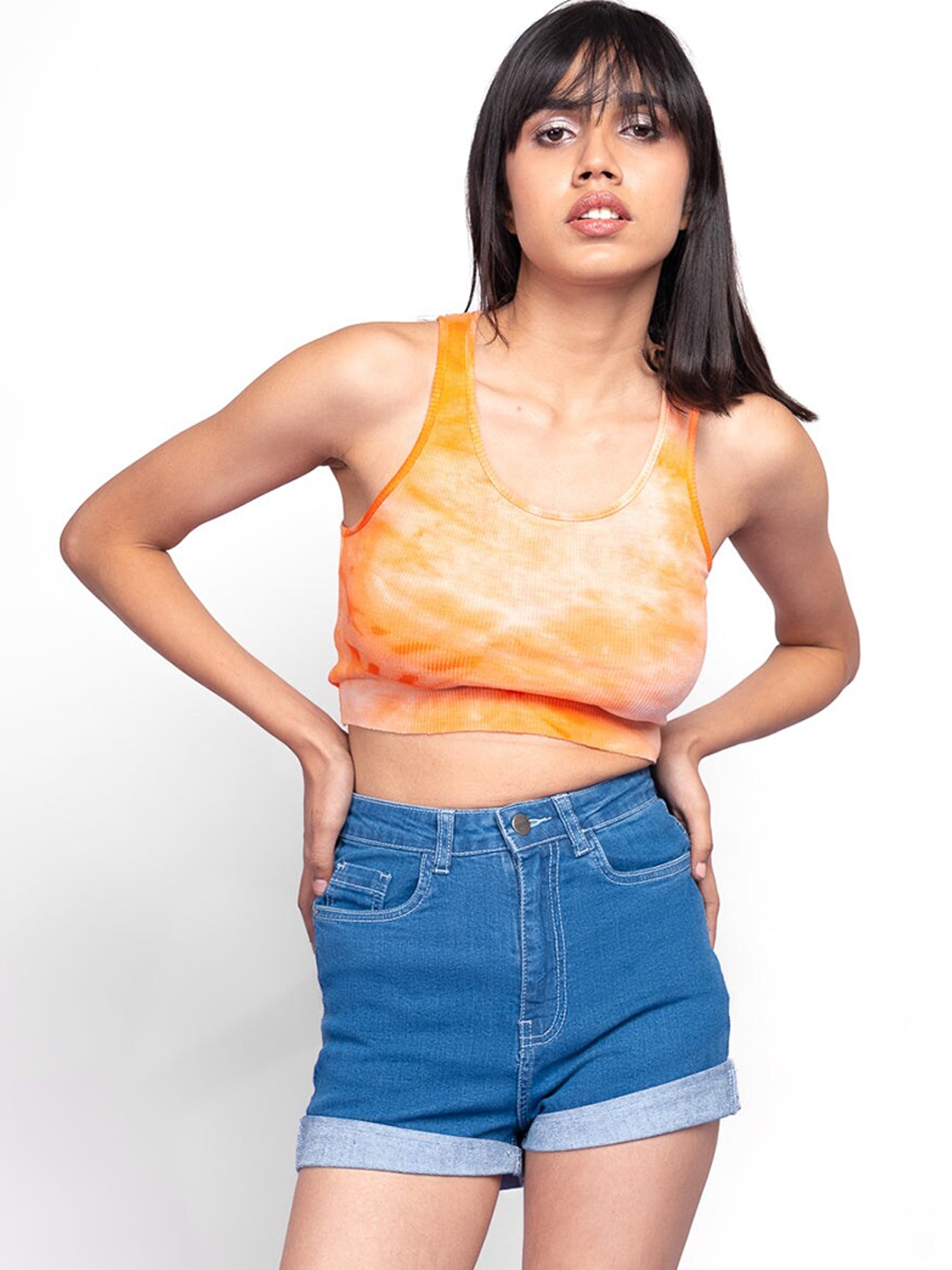 

FREAKINS Women Blue High-Rise Denim Shorts