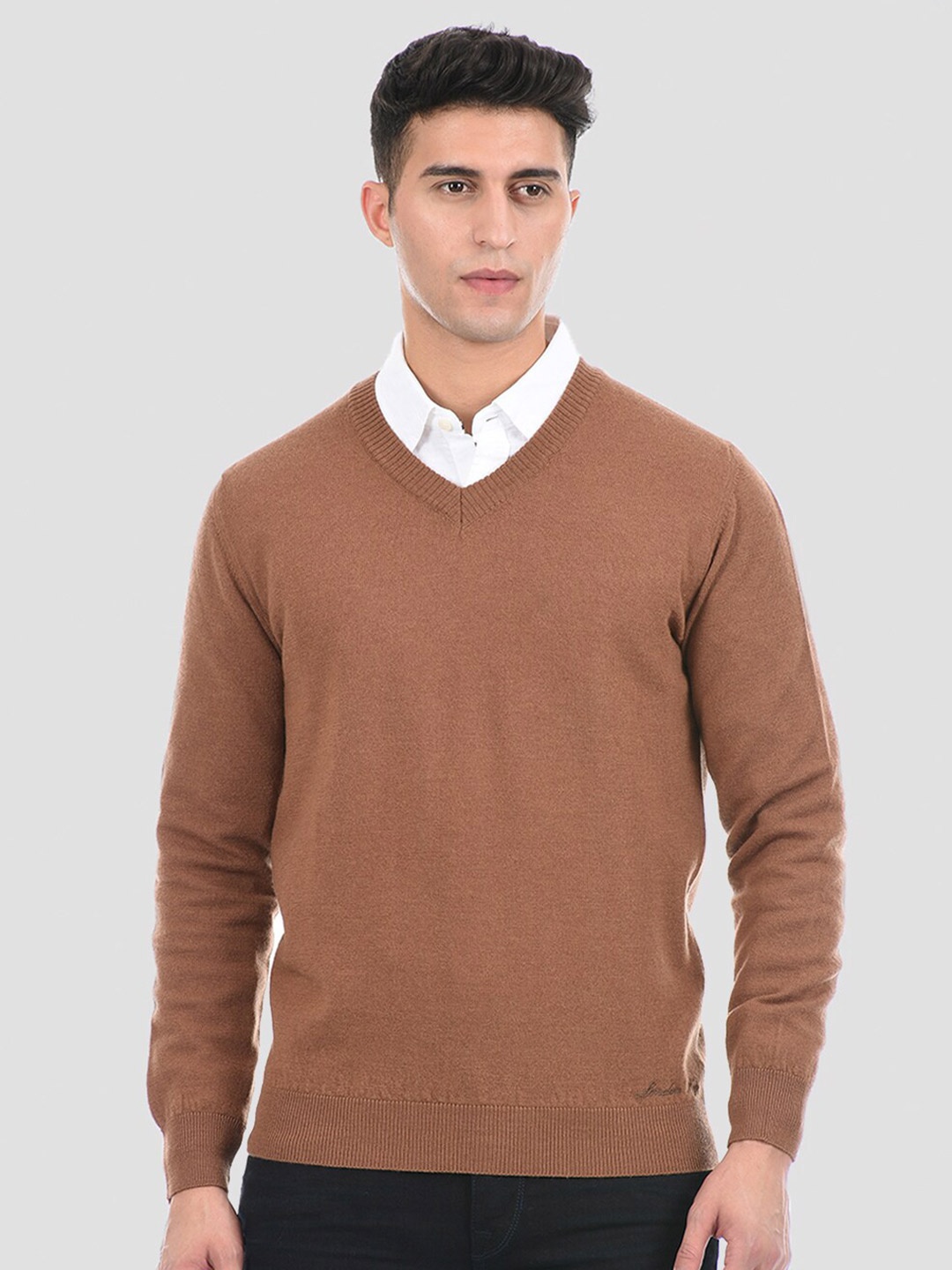 

LONDON FOG Men v-neck Brown Pullover