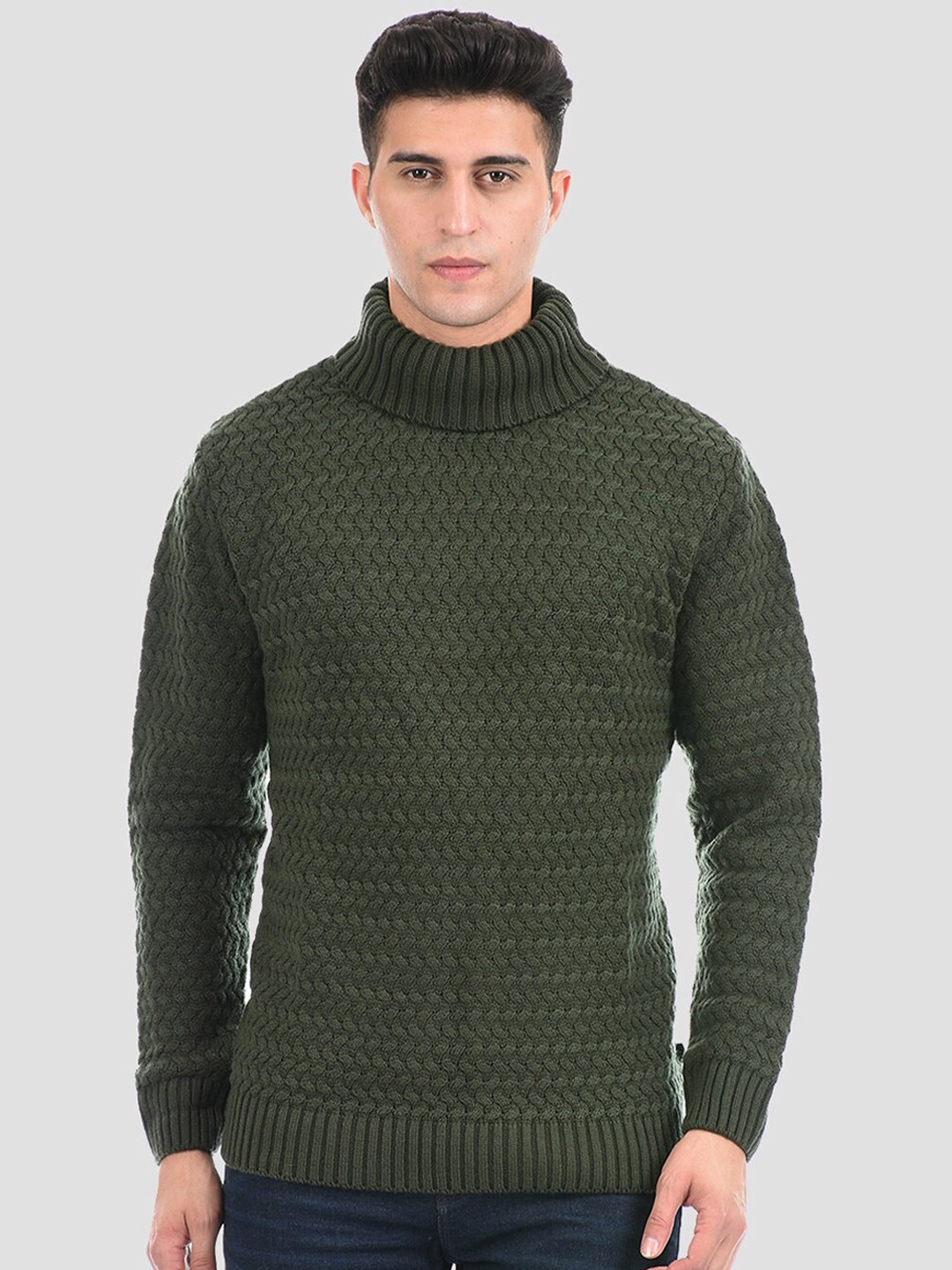

LONDON FOG Men Turtle Neck Green Sweater