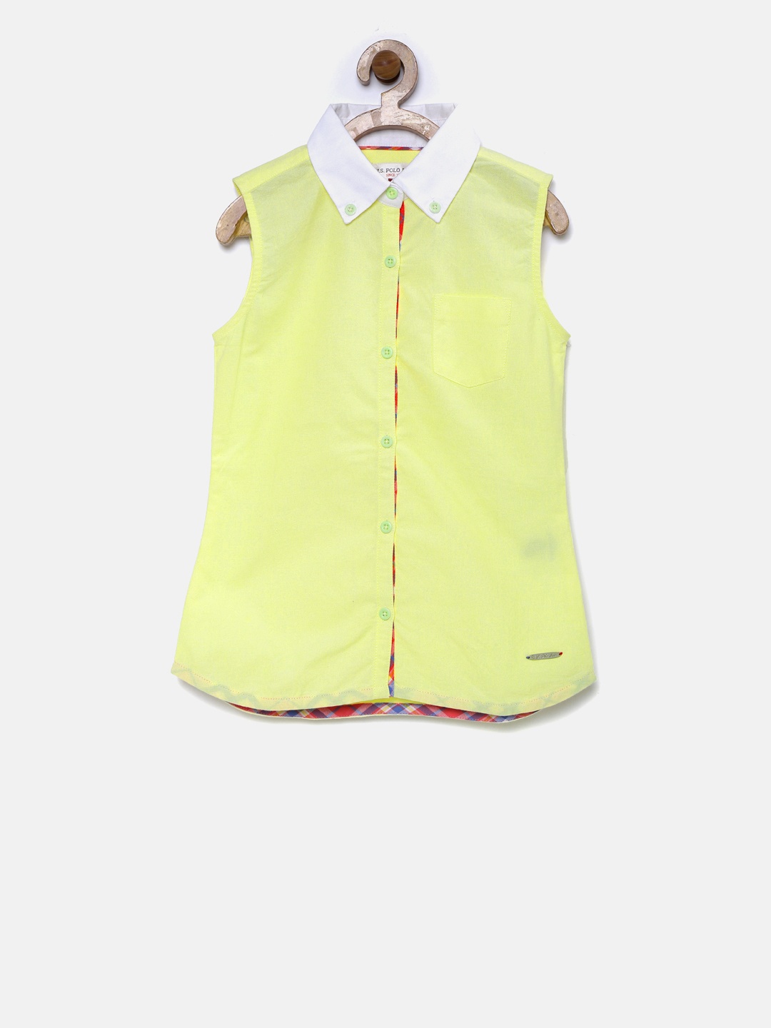 

U.S. Polo Assn. Kids Girls Yellow Shirt Style Pure Cotton Top