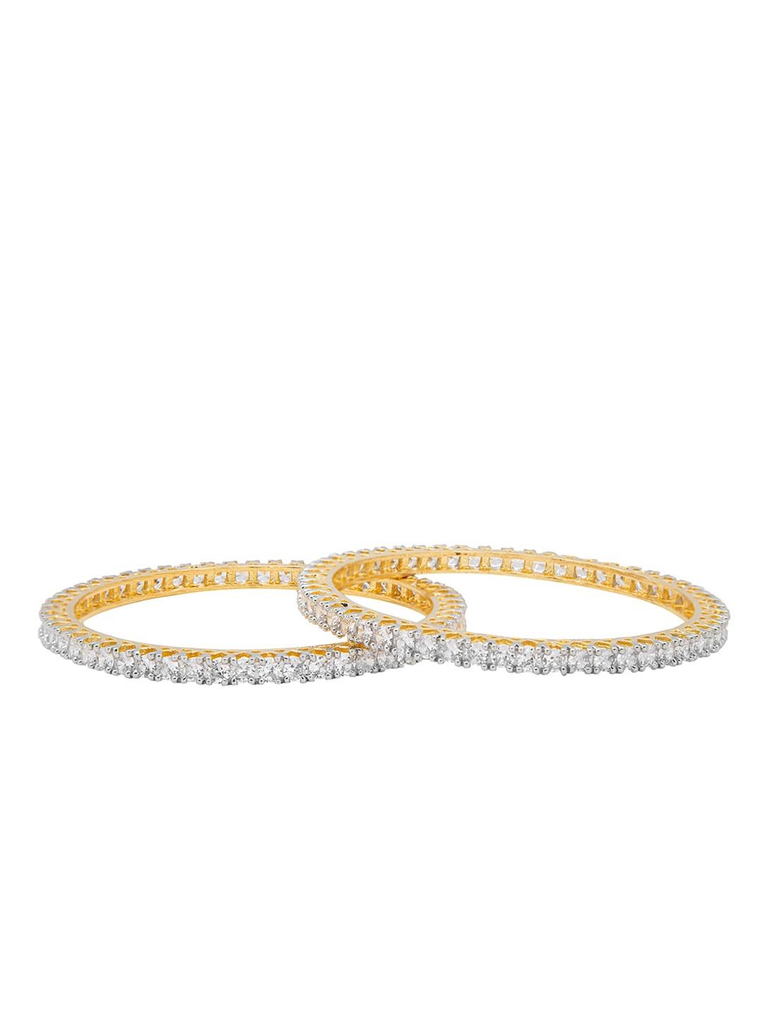 

Shining Jewel - By Shivansh Set Of 2 Gold-Plated Stone-Studded Bangles