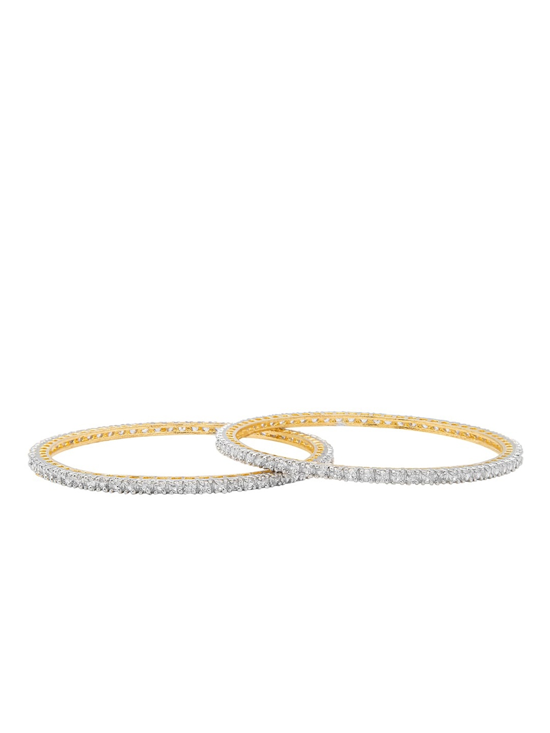 

Shining Jewel - By Shivansh Set Of 2 Gold-Plated Solitaire Bangles