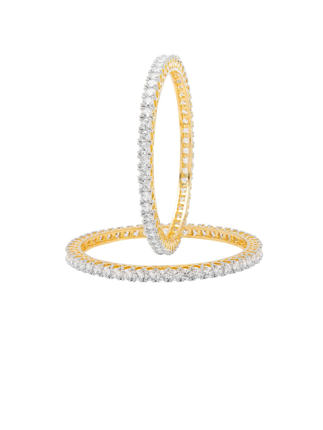 

Shining Jewel - By Shivansh Set Of 2 Gold-Plated Solitaire Bangles