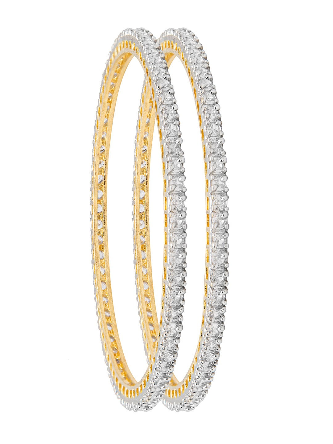 

Shining Jewel - By Shivansh Set Of 2 Gold-Plated Solitaire Bangle
