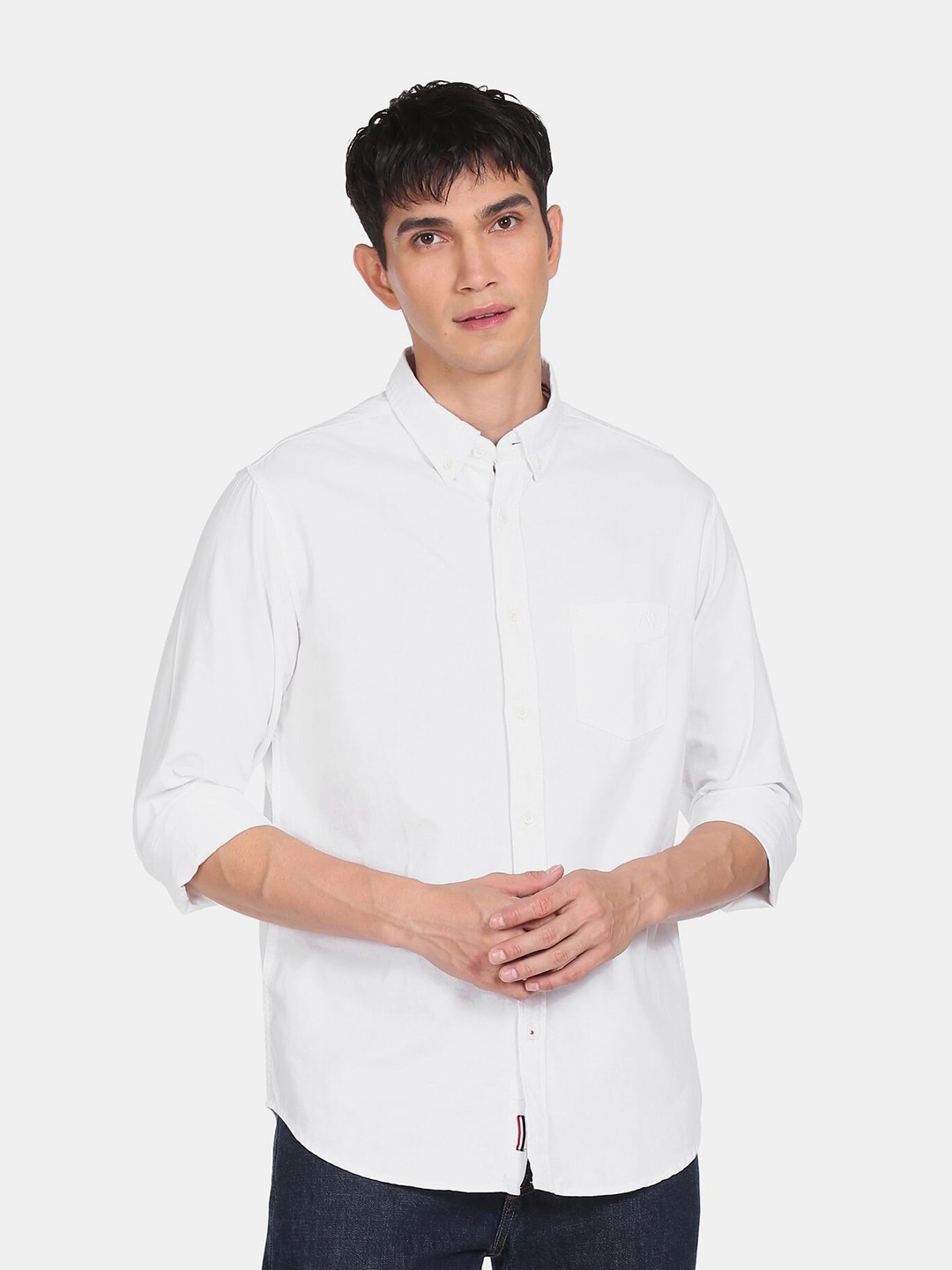 

Aeropostale Men White Casual 100% Cotton Shirt