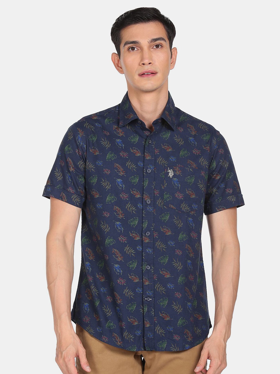

U S Polo Assn Men Blue Floral Printed Casual Shirt
