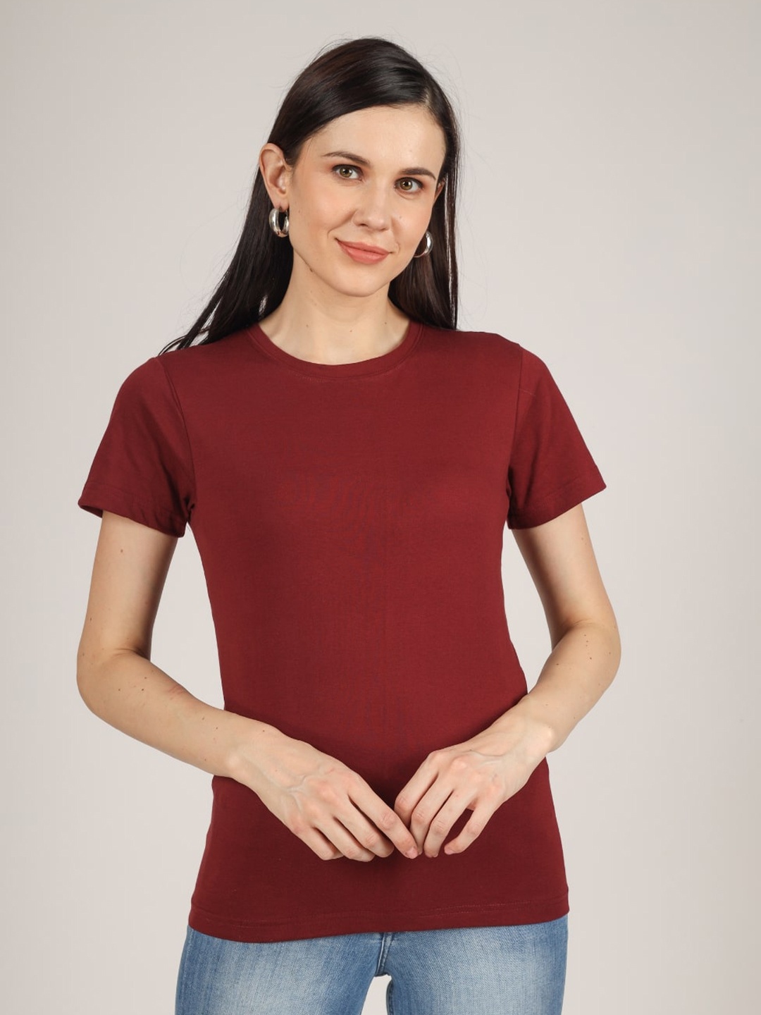 

The Label Bar Women Maroon T-shirt