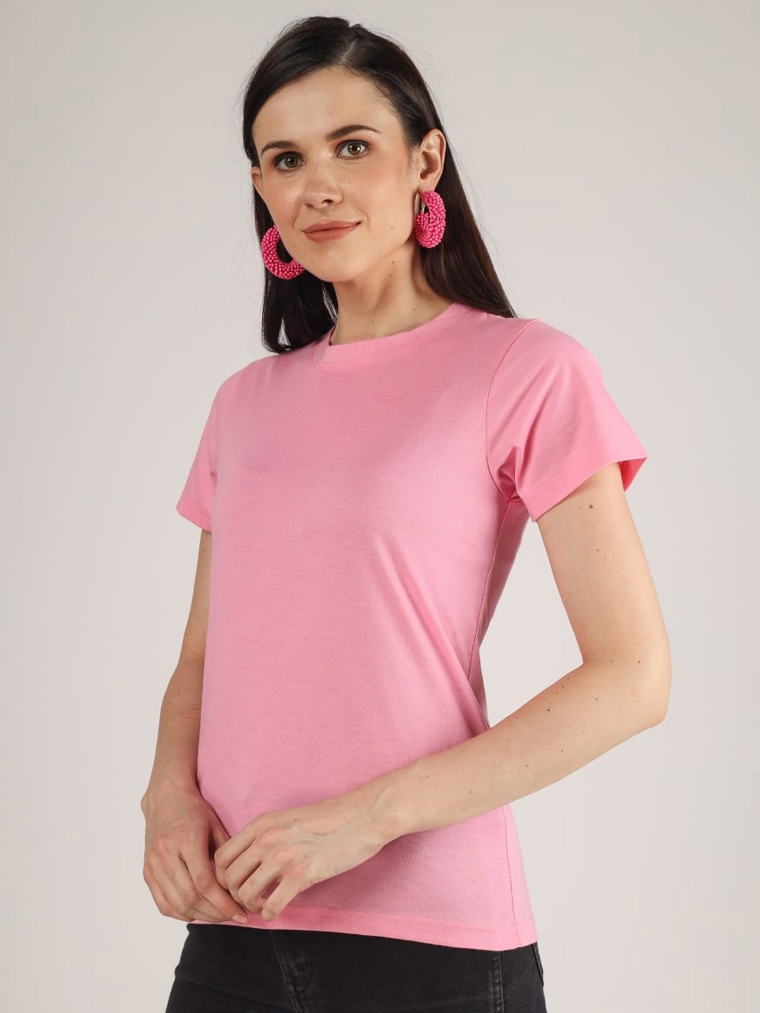 

The Label Bar Women Pink Round Neck T-Shirt